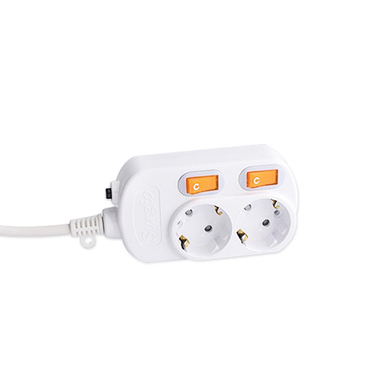 Icke-giftigt och luktfria 2 uttag EU-standarduttag med oberoende switch