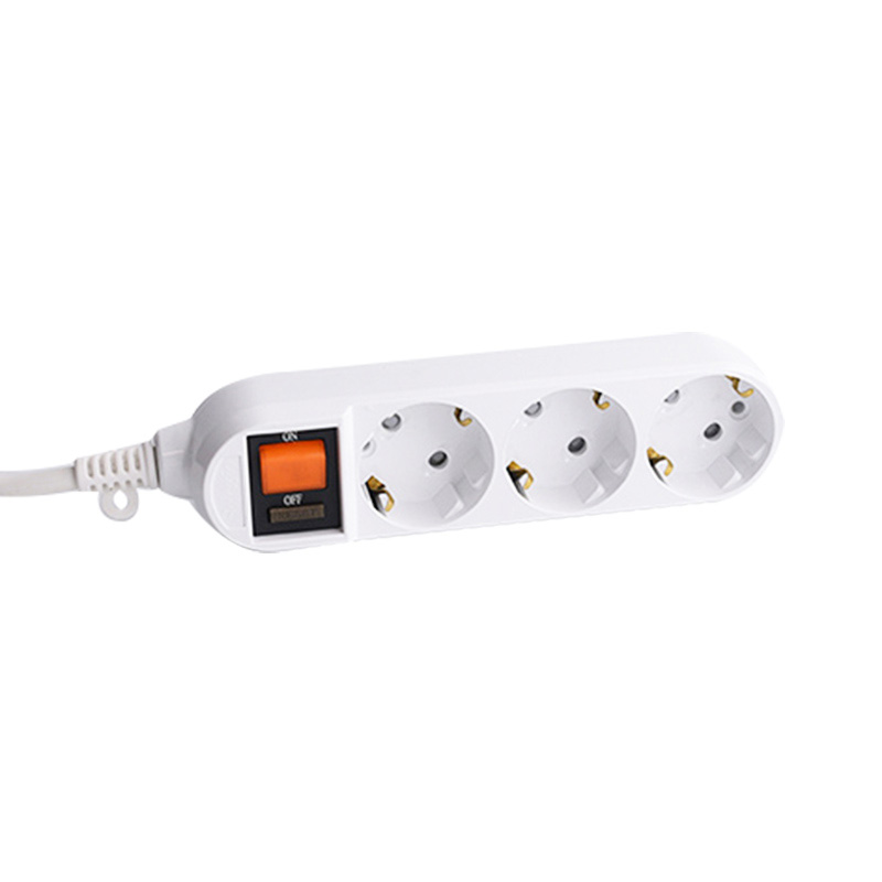 Fireproof PC Shell 3 Outlets EU Standarduttag med överbelastningsskyddsomkopplare Fireproof PC Shell 3 Outlets EU Standarduttag med överbelastningsskyddsomkopplare