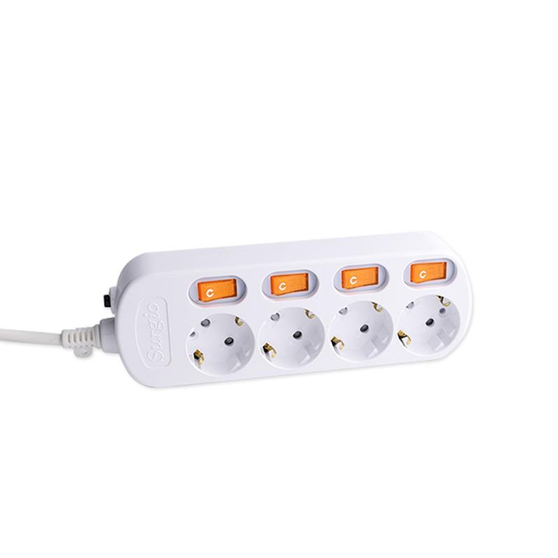 220V-250V 4 uttag EU-standarduttag med oberoende switch 220V-250V 4 uttag EU-standarduttag med oberoende switch