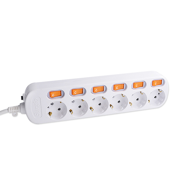 Snabbinstallation 6 uttag EU -standarduttag med oberoende switch Snabbinstallation 6 uttag EU -standarduttag med oberoende switch